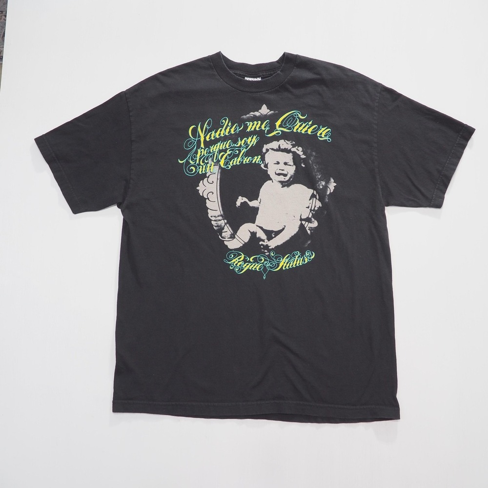 Rogue Status Shirt Men Extra Large Black Script Graphic Y2K Vintage Streetwear